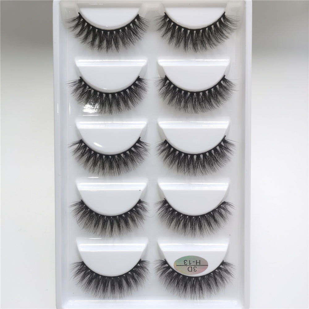 Wholesale 5 Pairs Of Imitation Mink False Eyelashes 3d Handmade Full 5in1 Eyelashes Private Label H13