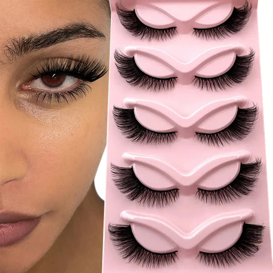 Wholesale Private Label Handmade 3D 16mm Fake Eyelashes Wingtip Curl Long Tail 5 Pairs Of Eyelashes