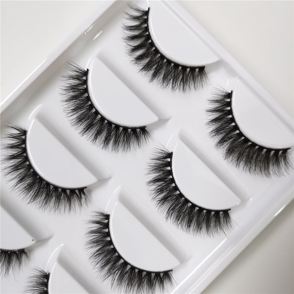 Wholesale 5 Pairs Of Imitation Mink False Eyelashes 3d Handmade Full 5in1 Eyelashes Private Label H13