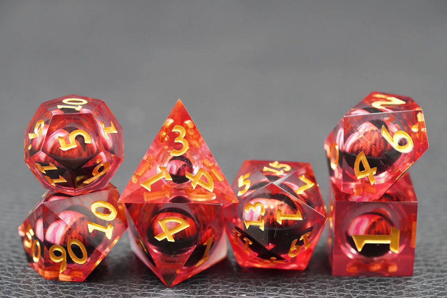 Sharp Edge Polyhedron Red Dragon Eyeball Moving Dice Suit For Dungeons & Dragons D & D Role Playing Table Game