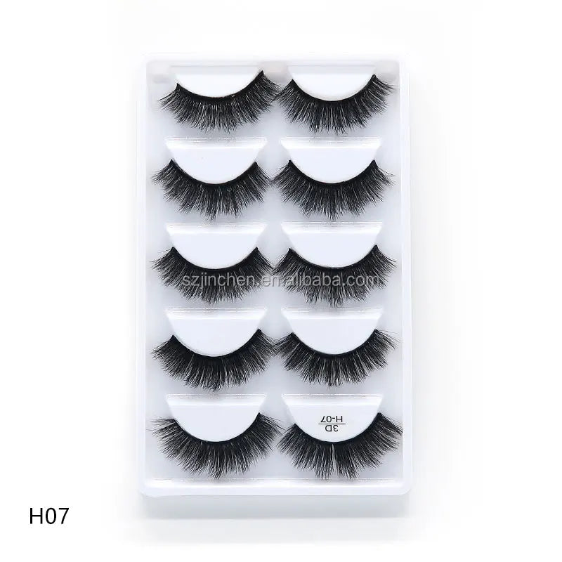 Top Quality H Series 20 Style 5 Pair/Tray 3D Mink False Eyelashes 5 Pair Handmade 3D Natural Long False Eyelashes