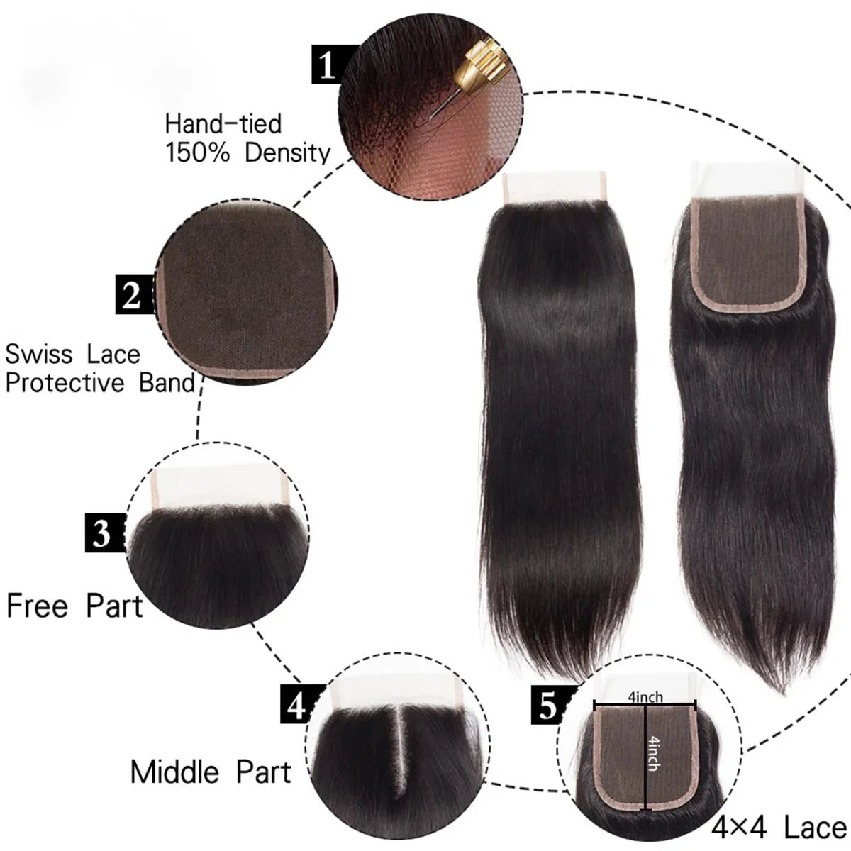 Brazilian Human Hair Bundle And Closed Suit Belt T Part Lace Closed Suit Human Hair Extension