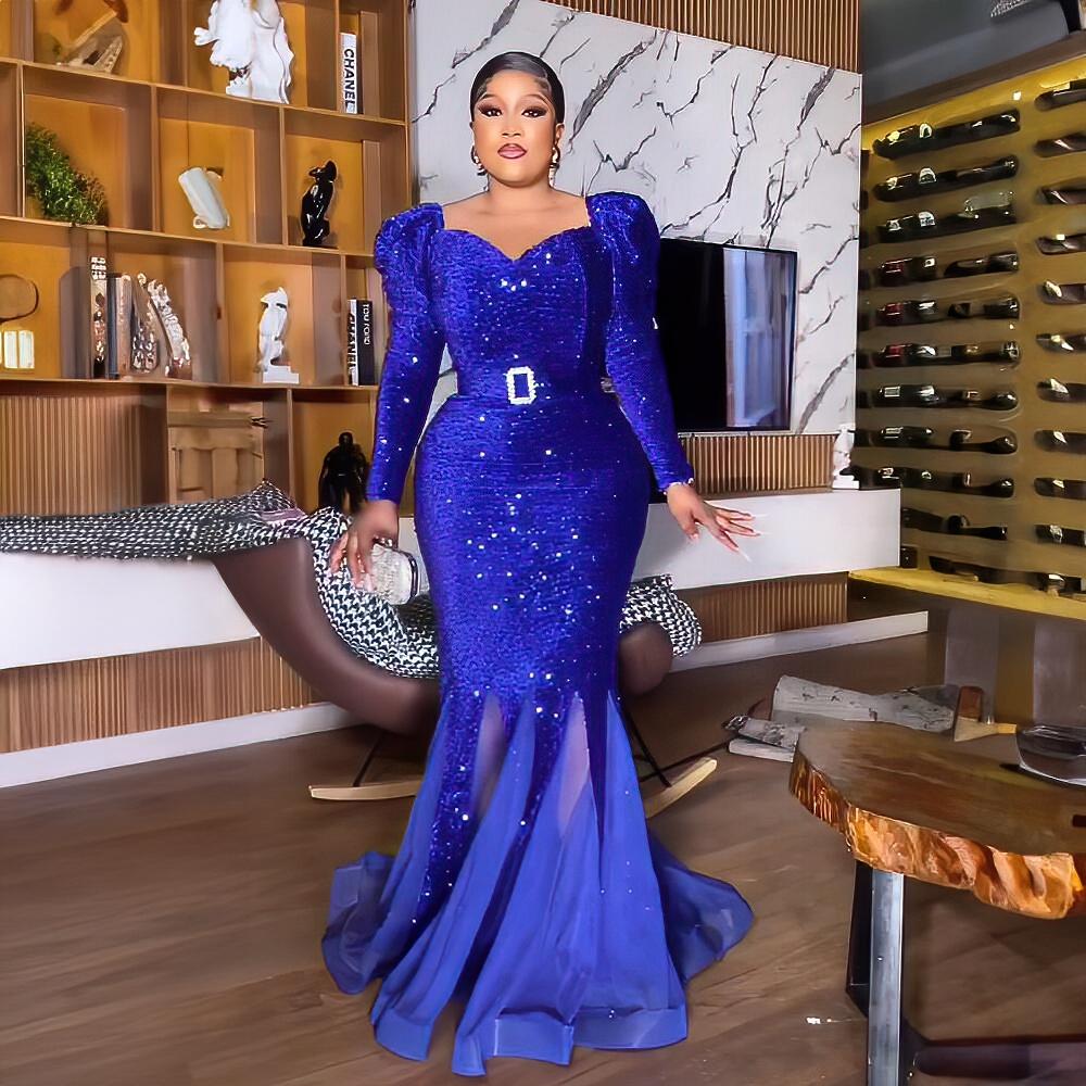 Elegant African Clothing Dress Women African Dress Sequins Latest African Dress Style African Women Hem Mesh Dress
