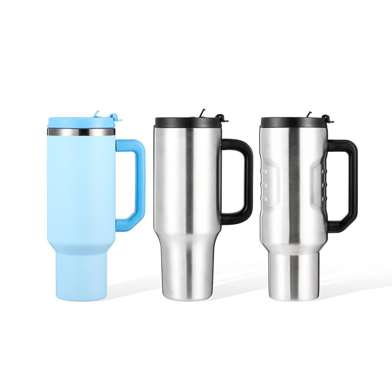 Wholesale High Quality Stainless Steel Metal Mug Travel Coffee Cup 40 Oz Tumbler With Handle And Straw