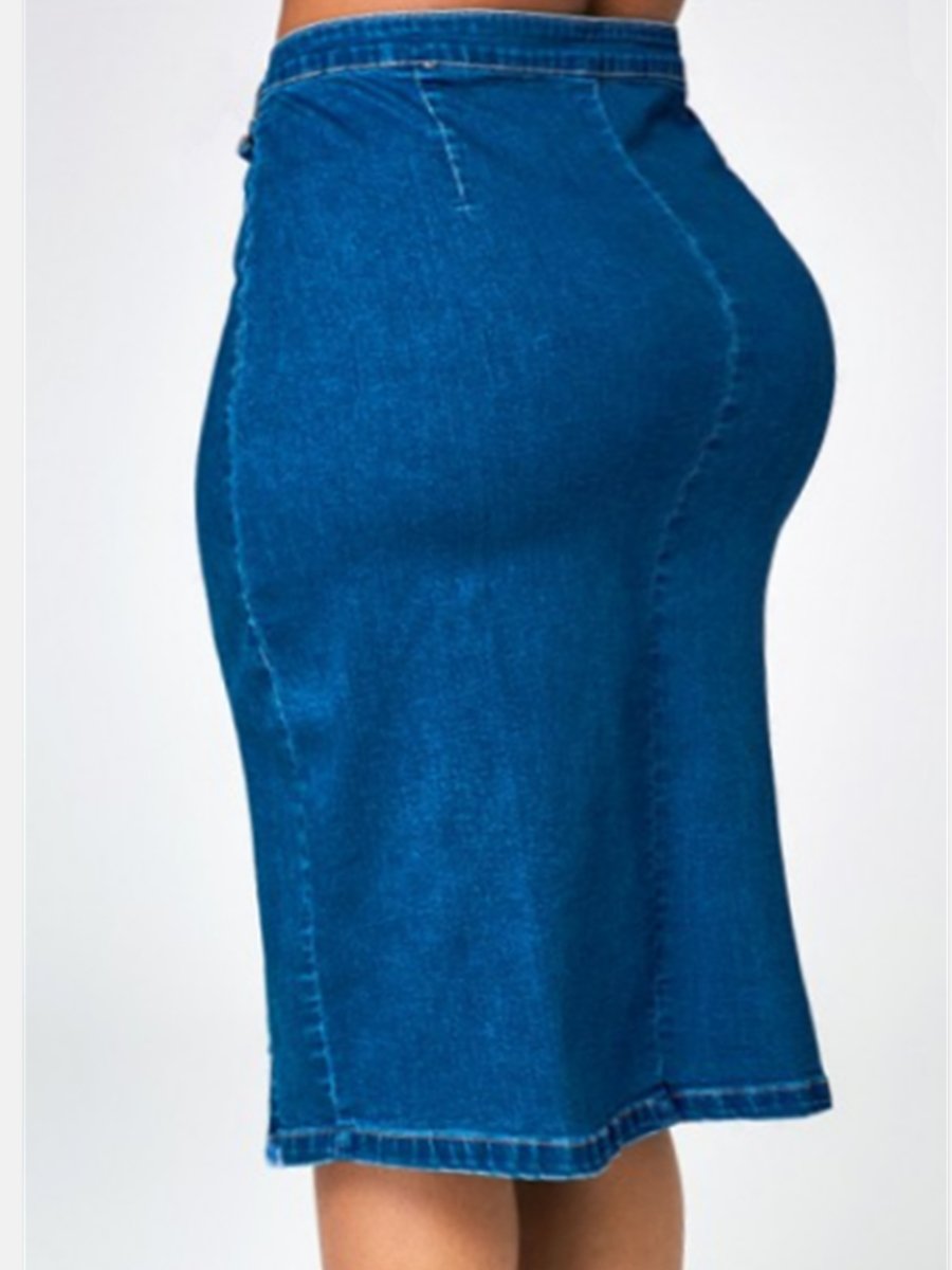 New Office Fashion Casual Mid-length High Waist Denim Dress For Women