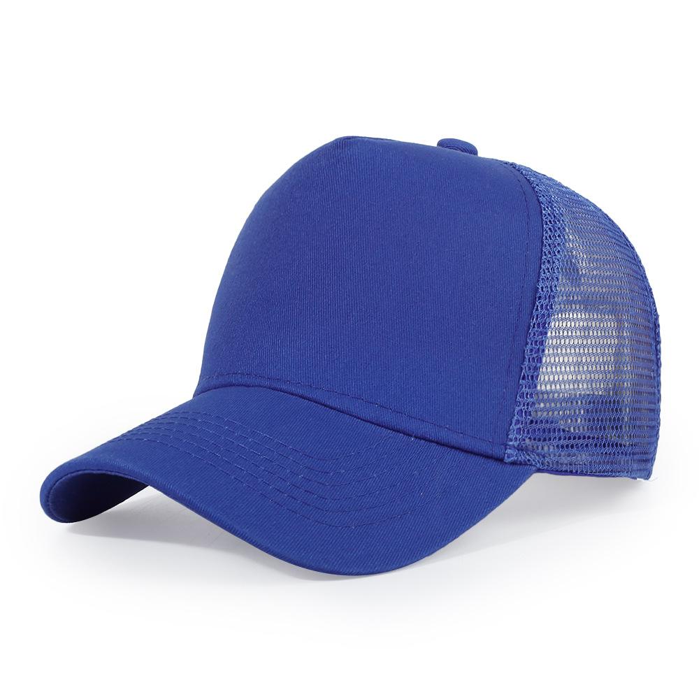 Ready To Ship High Quality Wholesale Custom Logo High Crown Snapshot Mesh Cap Curved Brim 5 Panel Cotton Canvas Trucker Cap