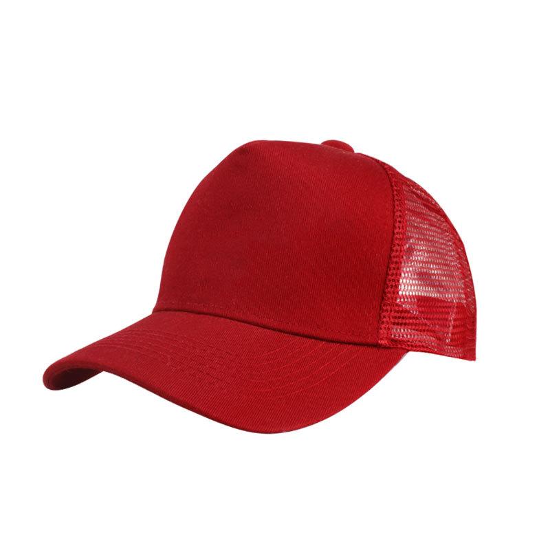 Ready To Ship High Quality Wholesale Custom Logo High Crown Snapshot Mesh Cap Curved Brim 5 Panel Cotton Canvas Trucker Cap