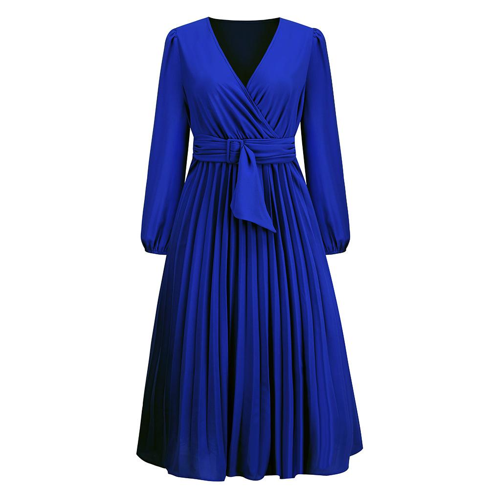 Wholesale Casual Clothing Dress Autumn And Winter Women Ladies Elegant Long Sleeve Drawstring Dress Evening Dress