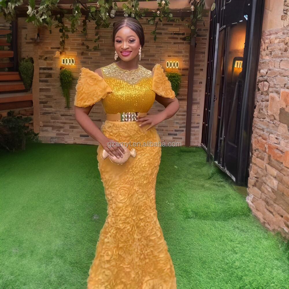 New Rhinestone Sequins African Costume Church Women Women's Dress Embroidery African Design Dress Mesh Women's Dress Women's Dress