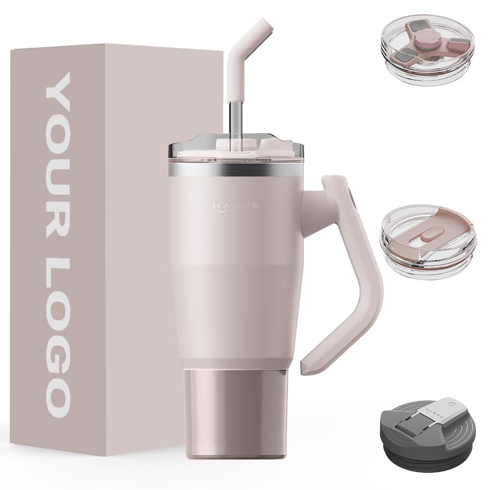 Hals Hot Sale Rotatable Handle Vacuum Metal Cold Cup Stainless Steel Travel Cup Cupping 40 Oz Thermos Cup With Lid And Straw