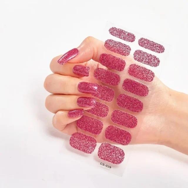Waterproof Nail Gel Sticker Decal Semi-cured UV Lamp Gel Nail Sticker With UV Lamp, Durable