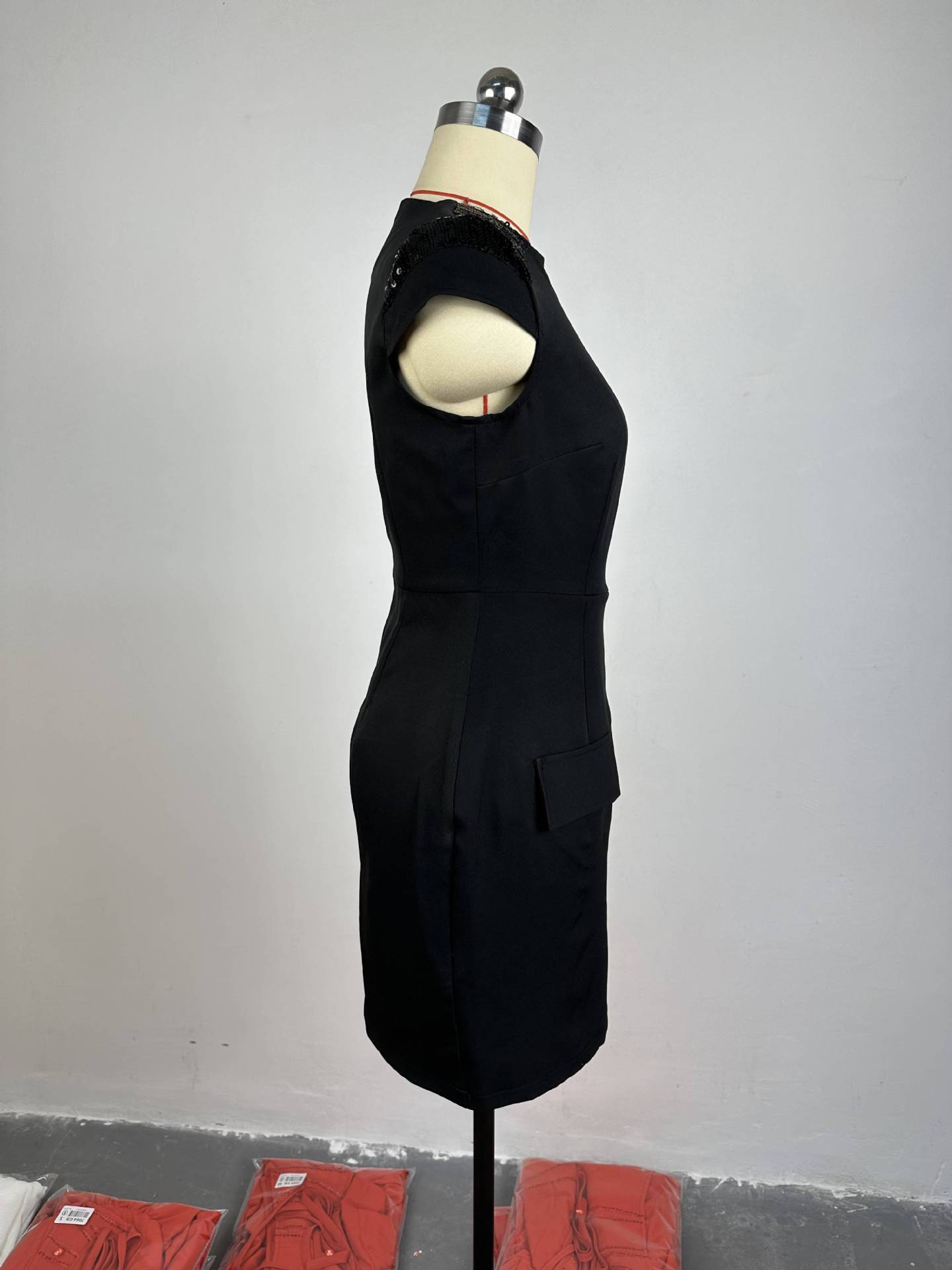 HK7206 Women's Clothing Women's Dress Women's Summer Temperament Sequins Slim Fit Hip Small Black Women's Casual Dress