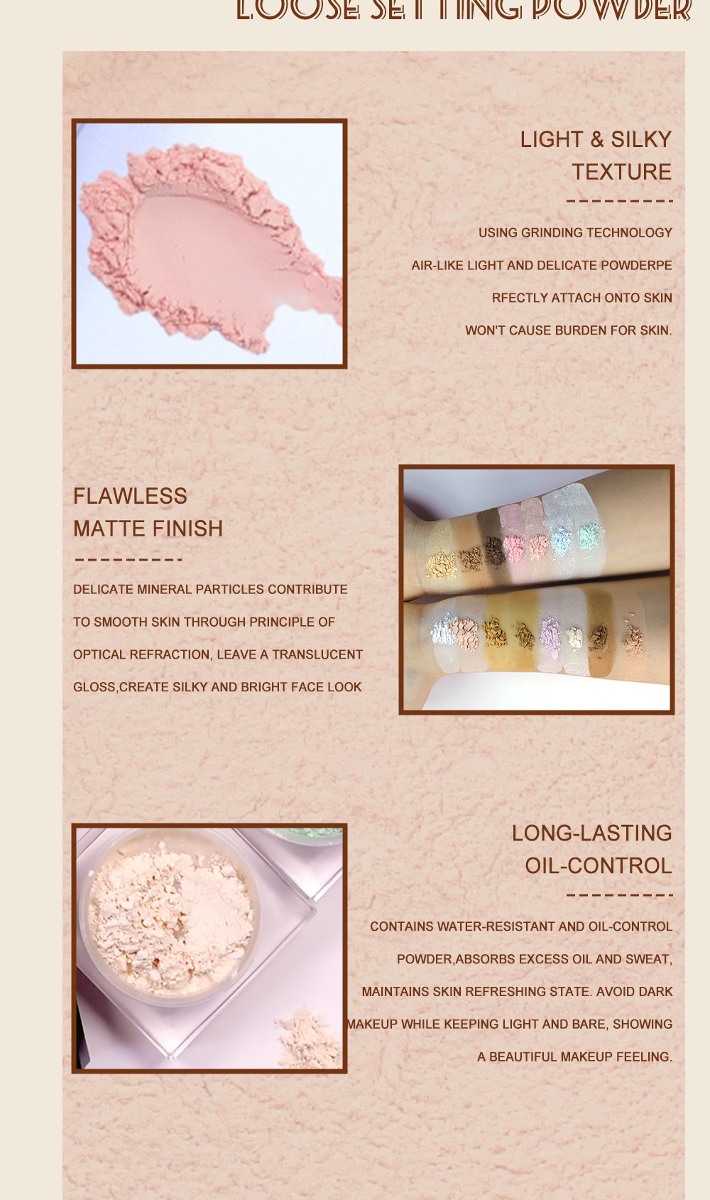 Low MOQ Matte Waterproof Cosmetic Makeup Private Label Vegetarian Pink Loose Style Powder