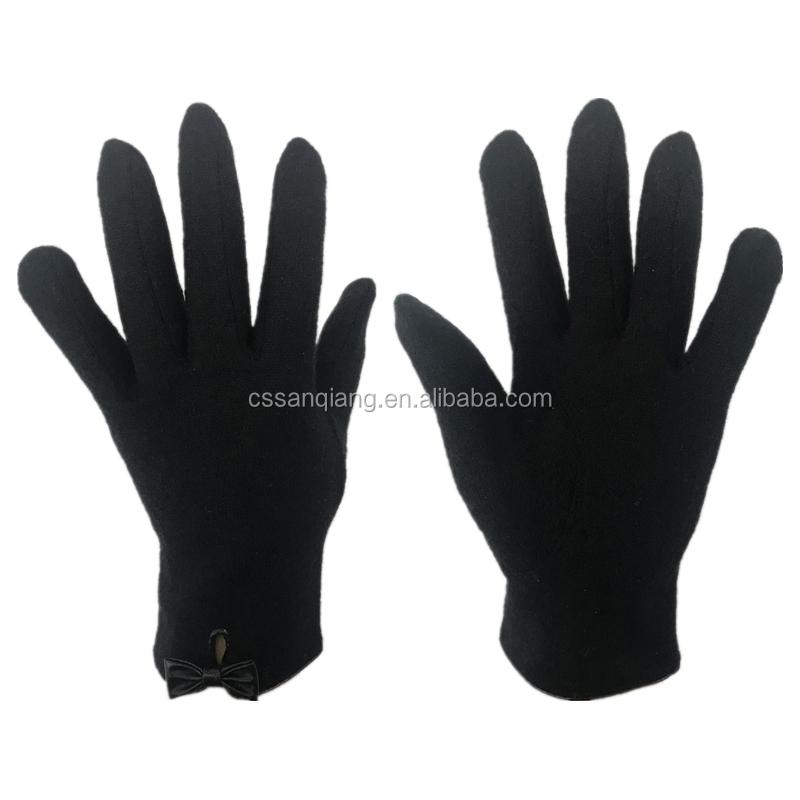 Custom Islamic Ladies Black Winter Warm Wool Hand Muslim Gloves