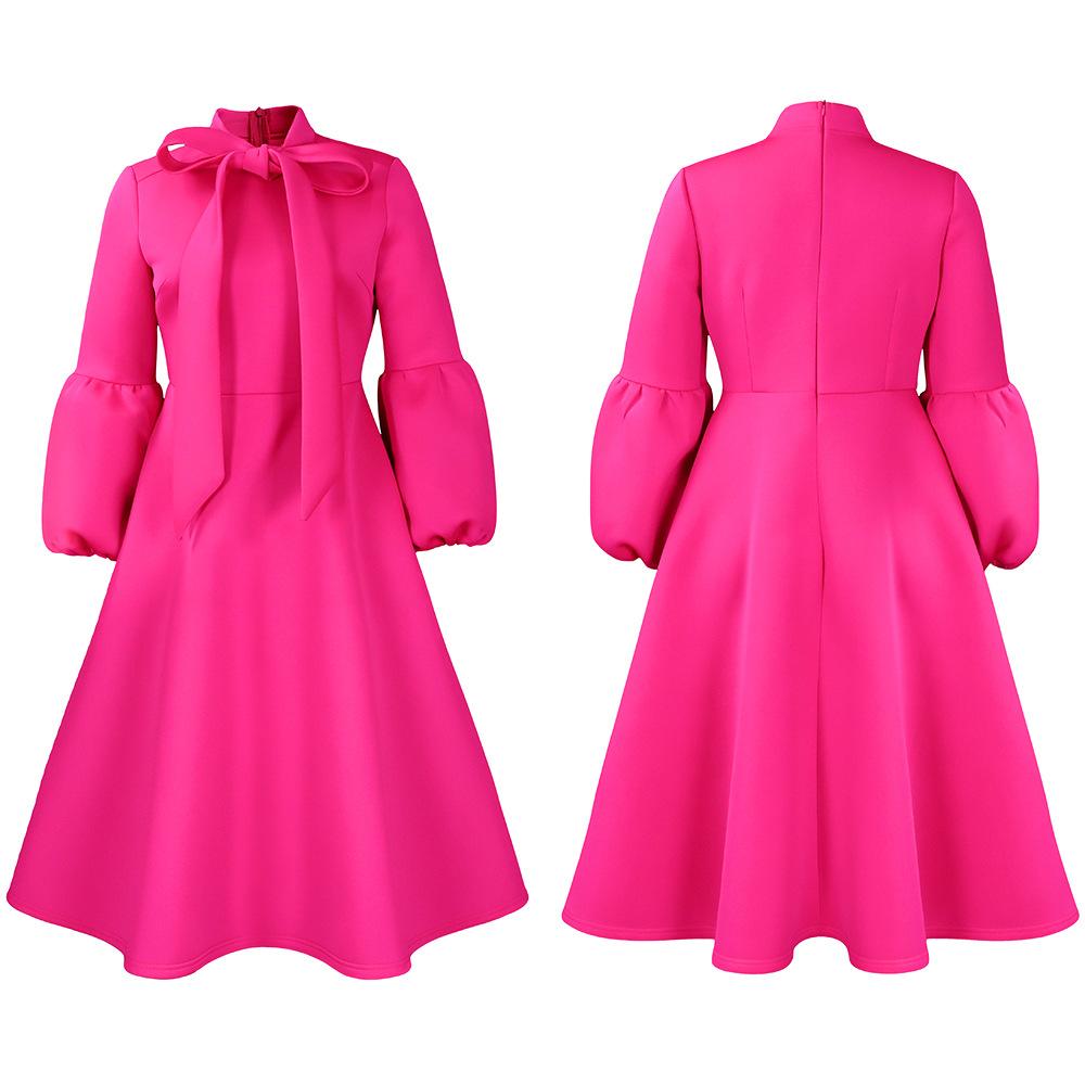 New Women's Elegant Elegant Women's Puff Cuff Large Skirt High Waist Women's Office Dress