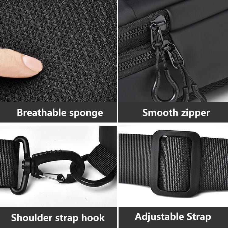 Custom Logo PU Leather Smart Side Casual Bag Travel Messenger Men's Sling Chest Crossbody Waist Bag Men's Bag Waist Bag