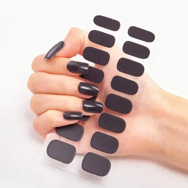 Waterproof Nail Gel Sticker Decal Semi-cured UV Lamp Gel Nail Sticker With UV Lamp, Durable