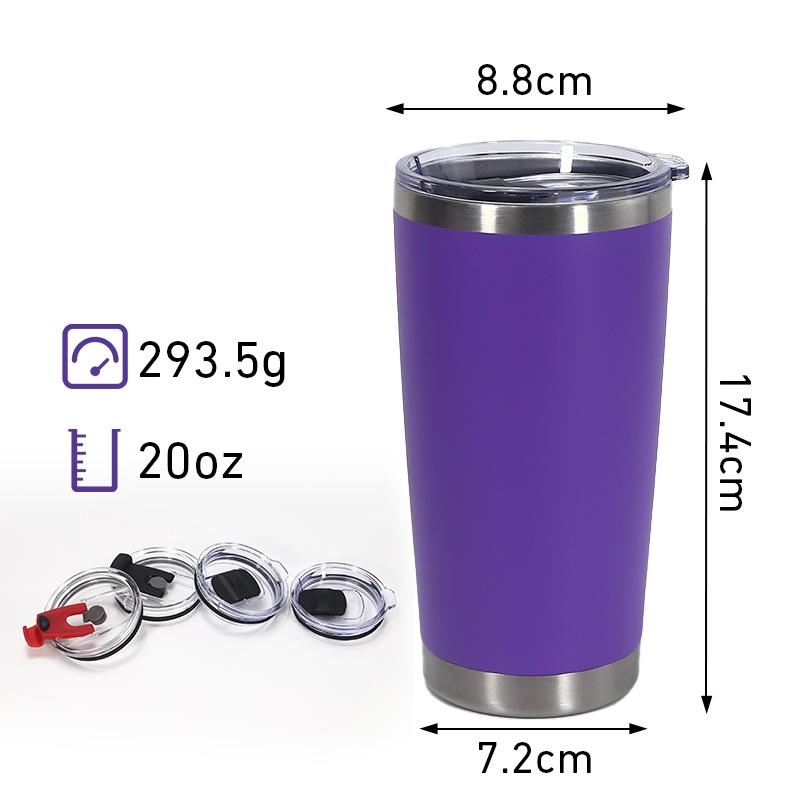 Wholesale Powder Coated Insulated Travel Coffee Cup Plain Tumbler Stainless Steel Double Wall Vacuum Cup 20 Oz Tumbler With Lid