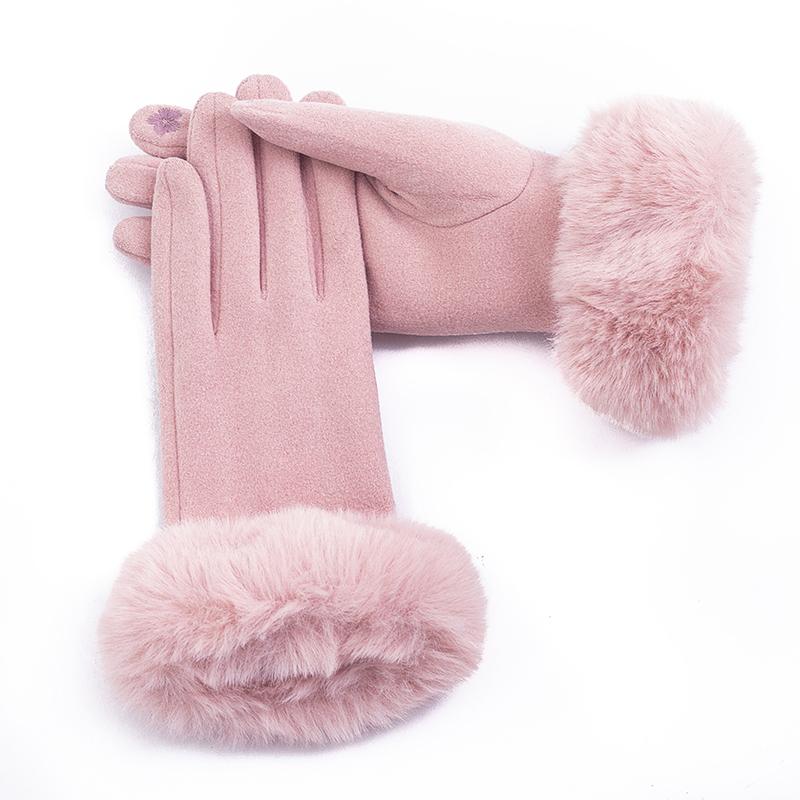 Hot Sale Winter Warm Artificial Wool Cuff Gloves Women Fashion Fleece Touch Screen Gloves