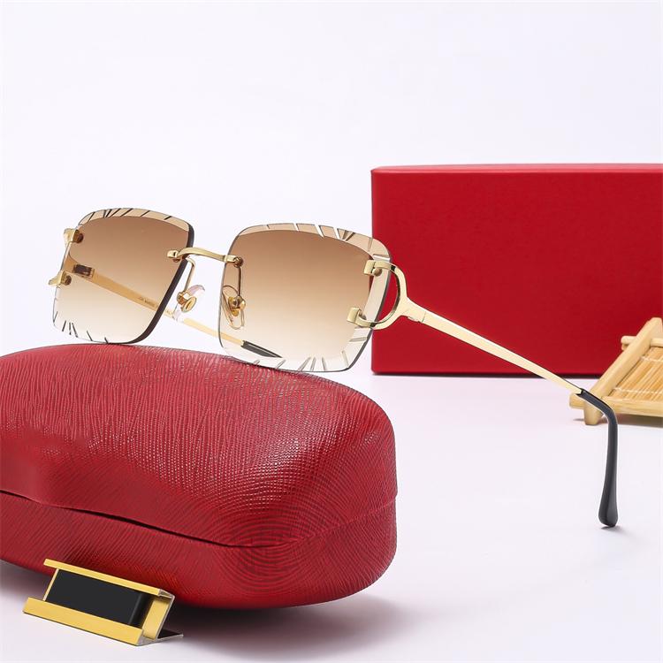 2025 Designer Cartiering Classic Frameless Sunglasses Women And Men Diamond Cut Italian Inspired Luxury Brand Sunglasses UV