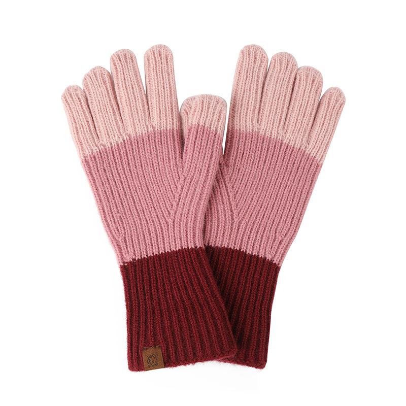 Winter Cold Weather Warm Wool Blend Jacquard Knit Gloves For Girls
