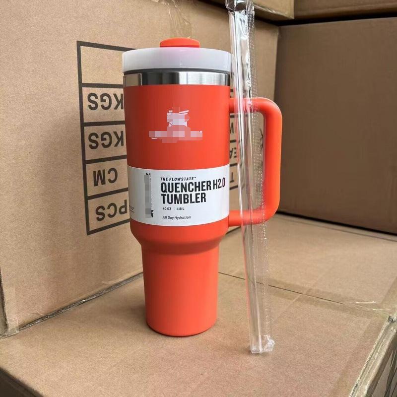 Factory Price 40 Oz Double Wall Vacuum Insulation Thermos Cup With Handle Lid Stainless Steel Car Thermos Cup Straw Coffee Cup Bottle