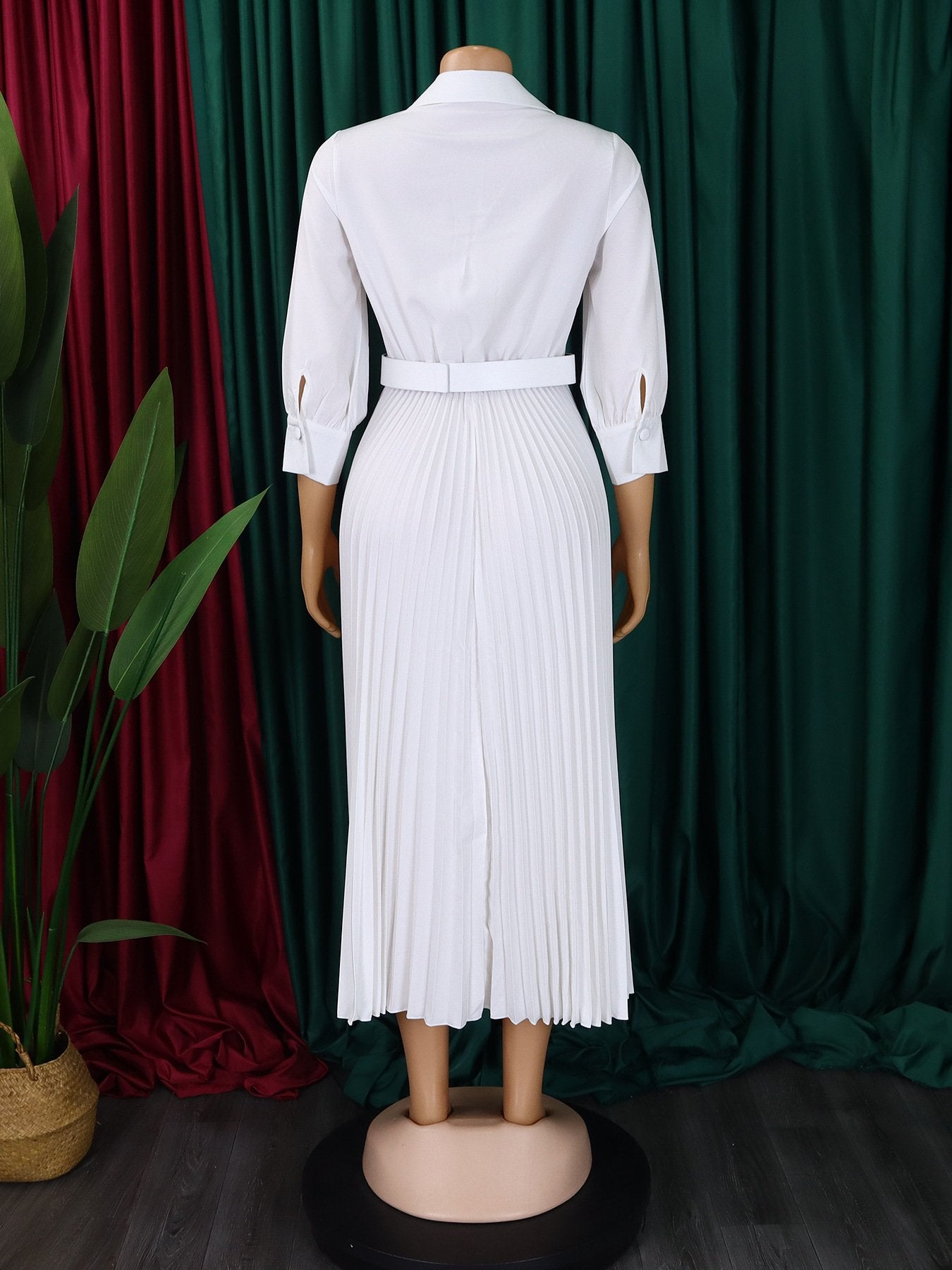 2024 Hot Spring New Women's Fashion V-neck Solid Color Plus Size Dress