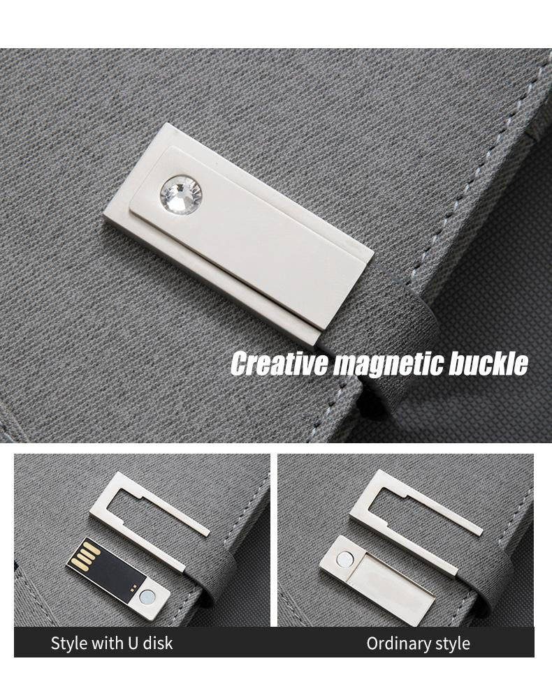 Magnetic A5 Notebook With Custom Logo PU Leather Paper Set Business Style Spiral Organizer School Office Writing Gift Box Set