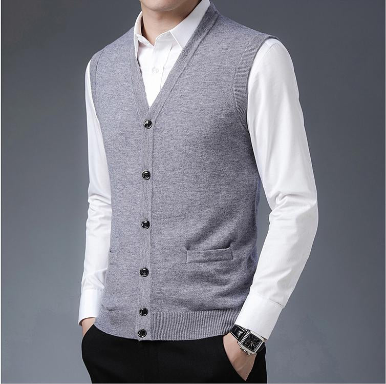 V-neck Top Sweater Business Men's Sweater Autumn And Winter Sweater Sleeveless Custom Knitted Vest Men's Sweater