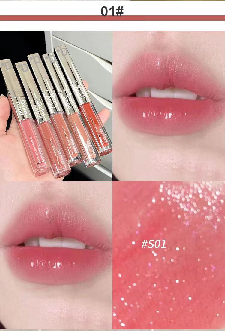 New Double Lip Glaze Moisturizing Whitening Lip Gloss Matte Solid Color Non-stick Jelly Cup Multi-color Cosmetic Lip Gloss