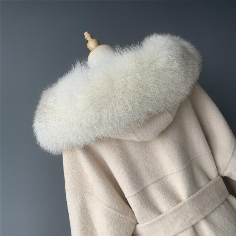 New Design Winter Women Belt Double Sided 100% Wool Windbreaker Plus Size