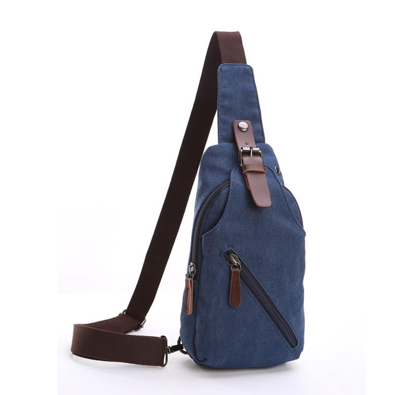 Zuo Lunduo Fashion Solid Color Men's Chest Bag Crossbody Bag Canvas Leather Chest Bag