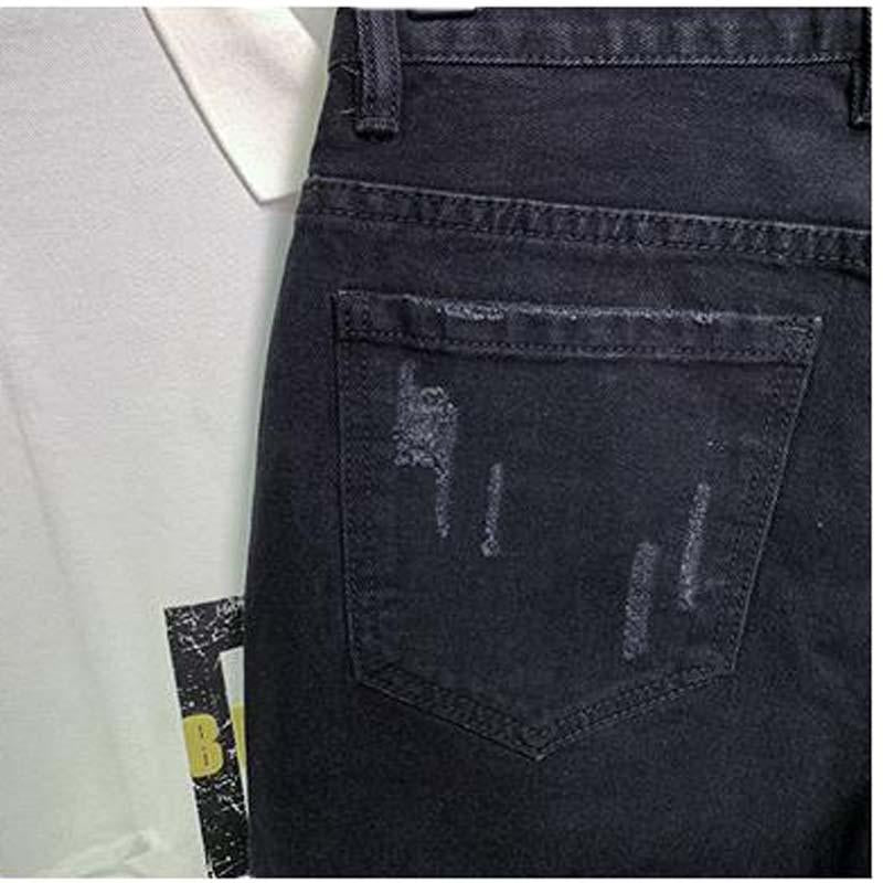 Fashion Custom Black Denim Short Ripped Casual Slim Fit Jeans Shorts For Men