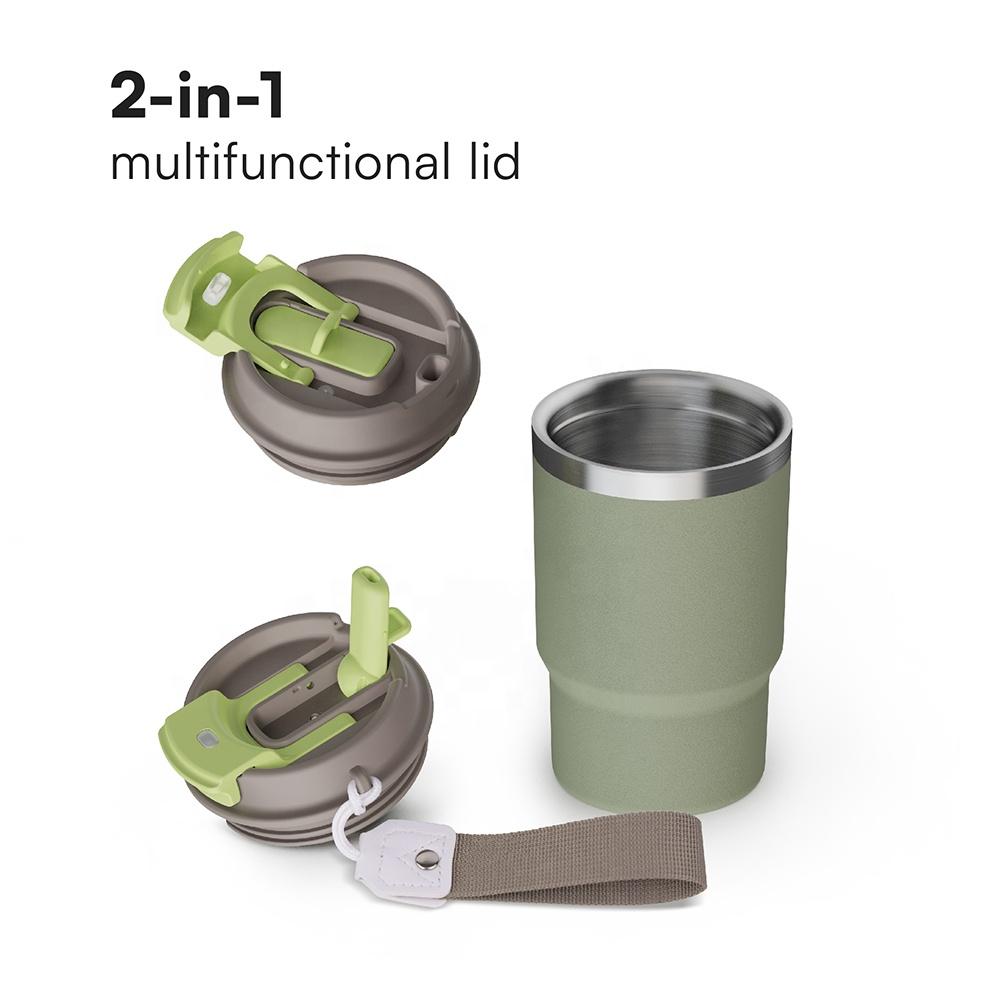 Hot Sale 2-in -1 Coffee Cup Travel New Wine Cup With Lid Straw Vacuum Stainless Steel Cup