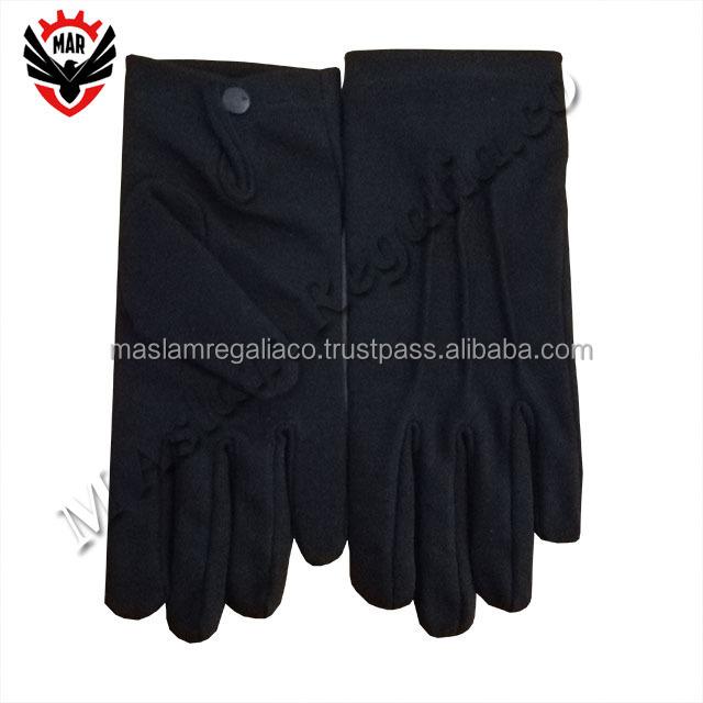 Royal Blue Square & Compasses Machine Embroidered Masonic White Cotton Gloves