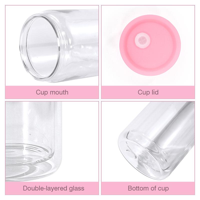Snowball Coffee Cup With Lid Wine Glass Double Wall Pre-drilled Wine Glass With Colored Lid And Straw 16 Oz Plastic Jar