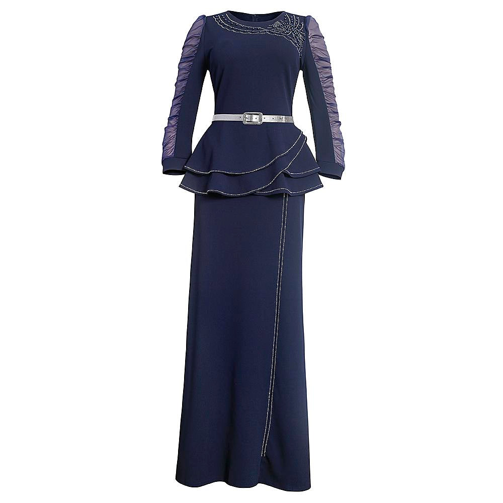Women's African Clothing Summer Casual Wear With Belt 2-piece Set H & D Plus Size Full Standing Satin