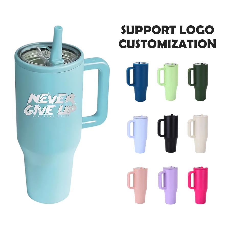 Custom 40 Oz Tumbler Vacuum Thermos Cup No Overflow Jug Traveler Stainless Steel Mug Temos With Handle Jug Tumbler