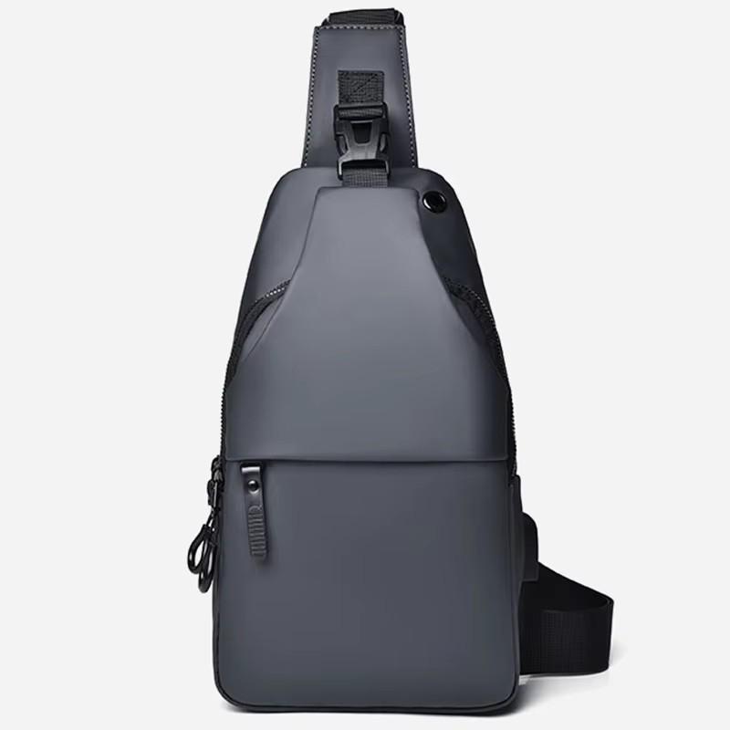 Custom Logo PU Leather Smart Side Casual Bag Travel Messenger Men's Sling Chest Crossbody Waist Bag Men's Bag Waist Bag