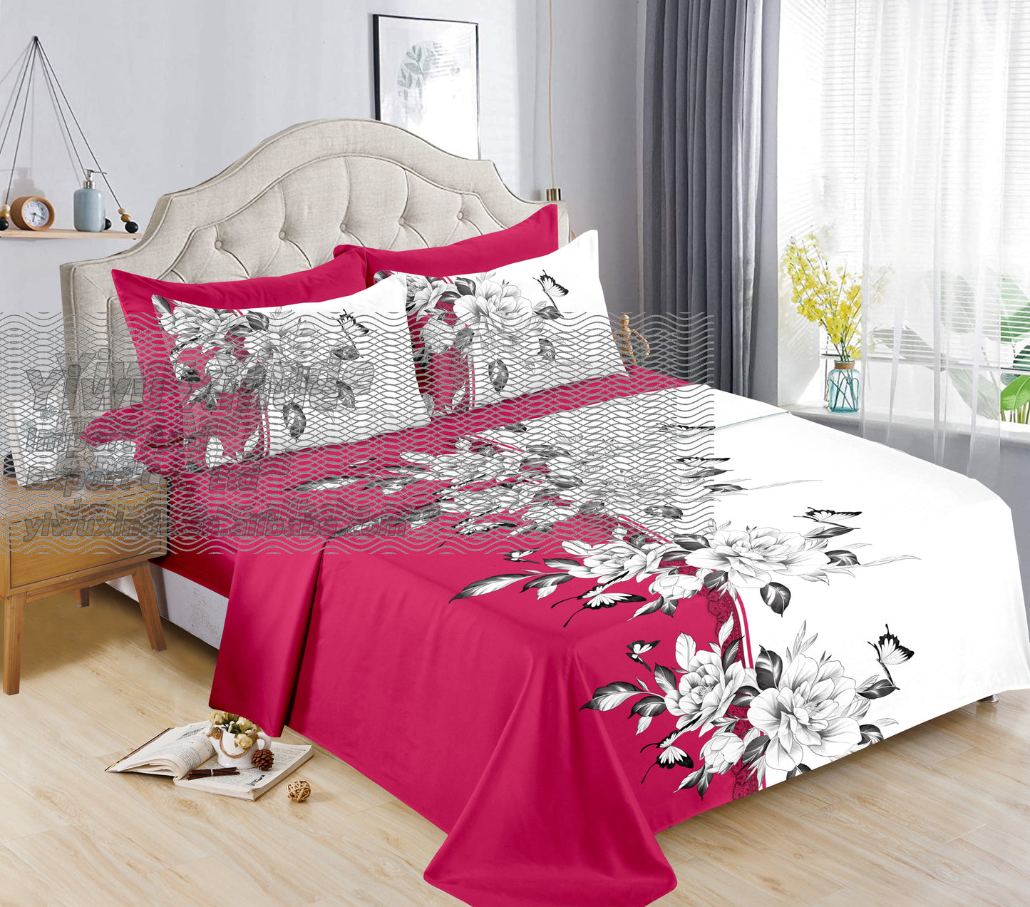 6pc Bedding Suit Wholesale In Stock Retail Printed Cotton Touch Fit Sheets King Bed Sheet With Pillowcase 6 Pcs