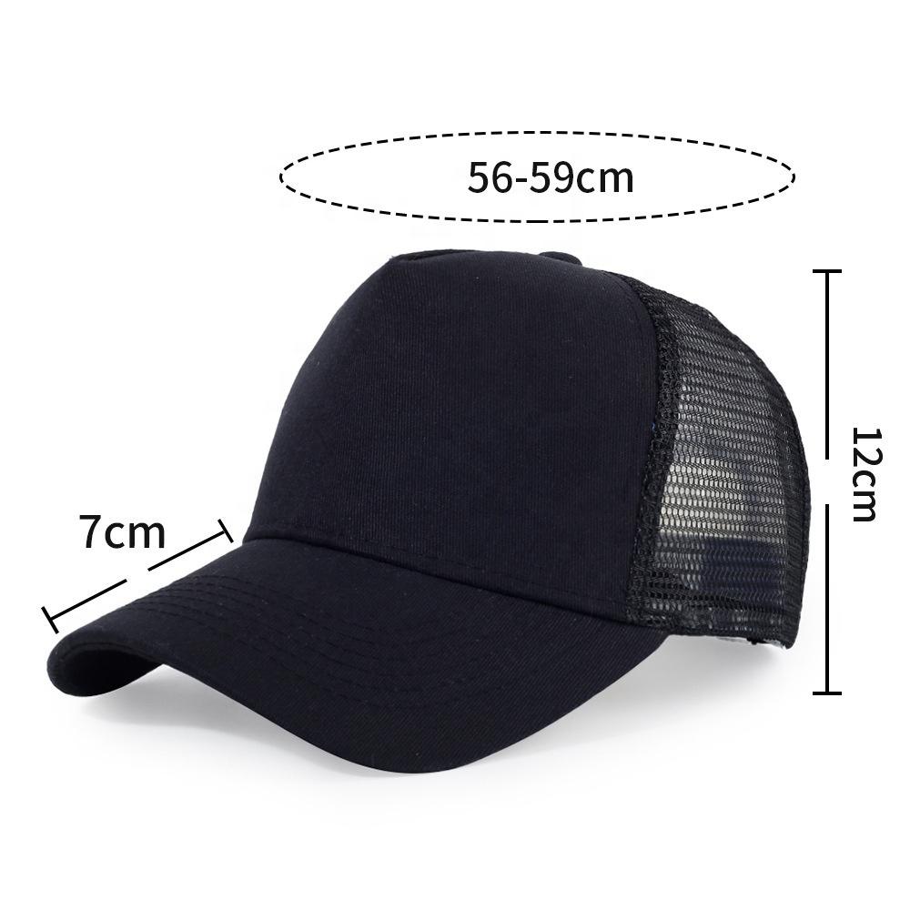 Ready To Ship High Quality Wholesale Custom Logo High Crown Snapshot Mesh Cap Curved Brim 5 Panel Cotton Canvas Trucker Cap