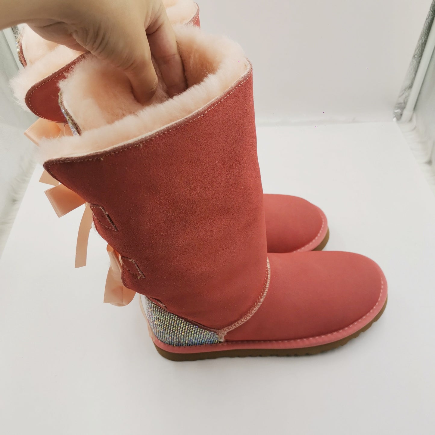 New Winter Big Head Snow Boots Thick Solid Color Bottom High Bucket Bread Shoes Women's Heightened Warm Cotton Boots