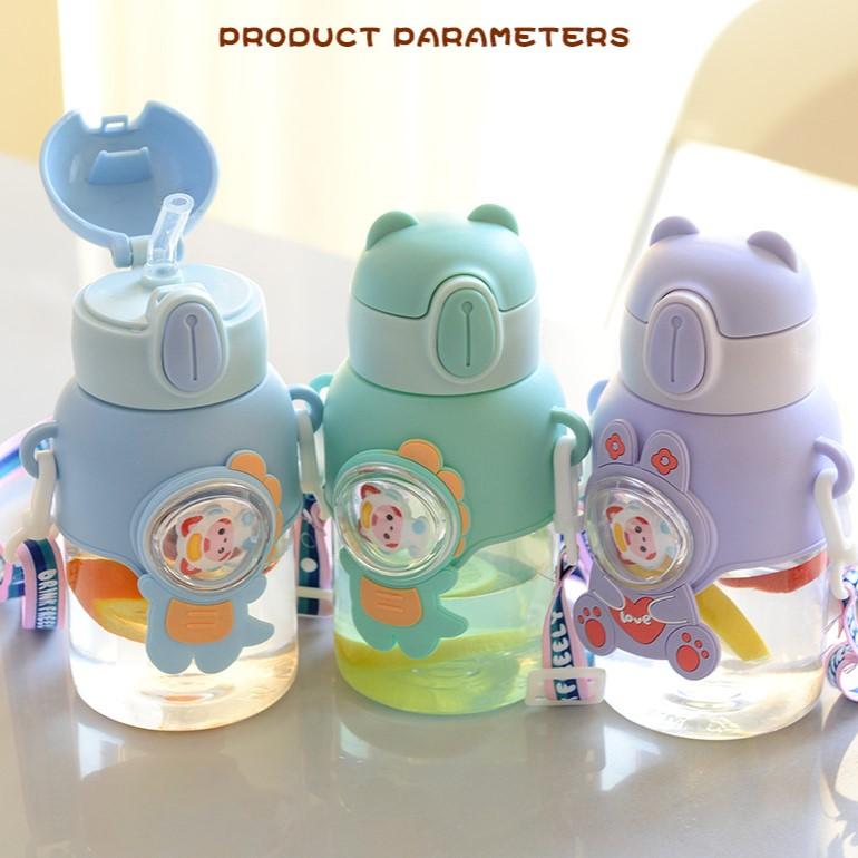 Children's Water Cup Drop-proof Suction Tube Cup Boys And Girls School Kindergarten Baby Bear Water Bottle Plastic Water Drinker Children's Cup