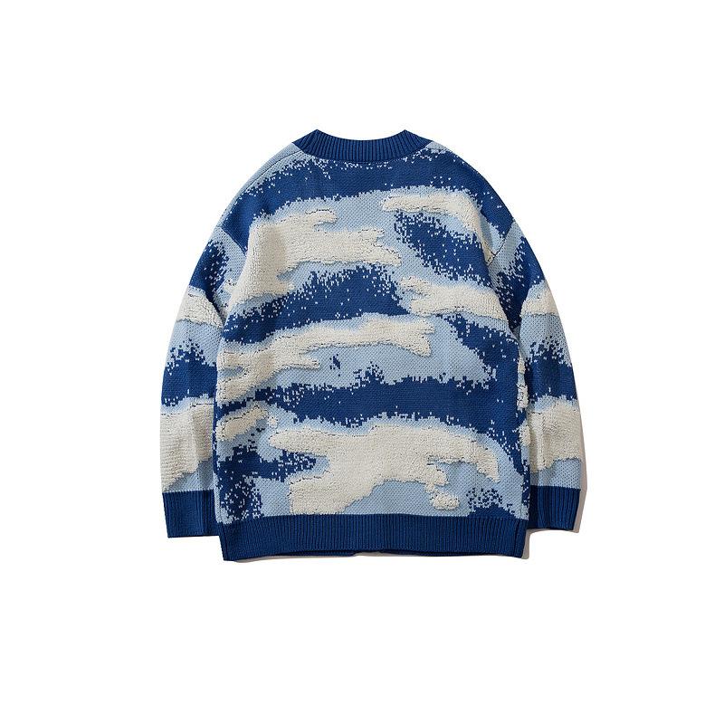Nanteng Custom Logo Low MOQ 100% Cotton Fashion Casual V-neck Jacquard Pattern Knitted Button Men's Cardigan Sweater