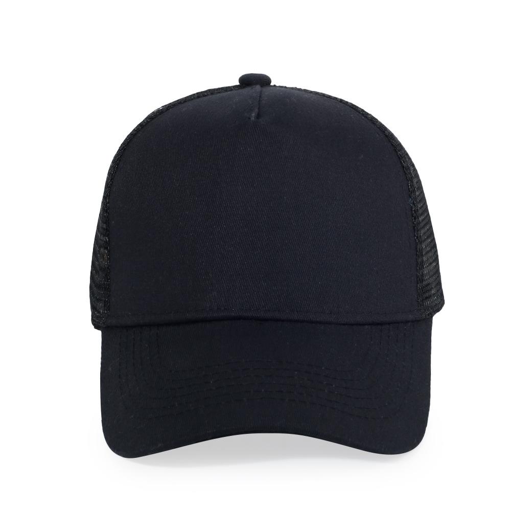 Ready To Ship High Quality Wholesale Custom Logo High Crown Snapshot Mesh Cap Curved Brim 5 Panel Cotton Canvas Trucker Cap