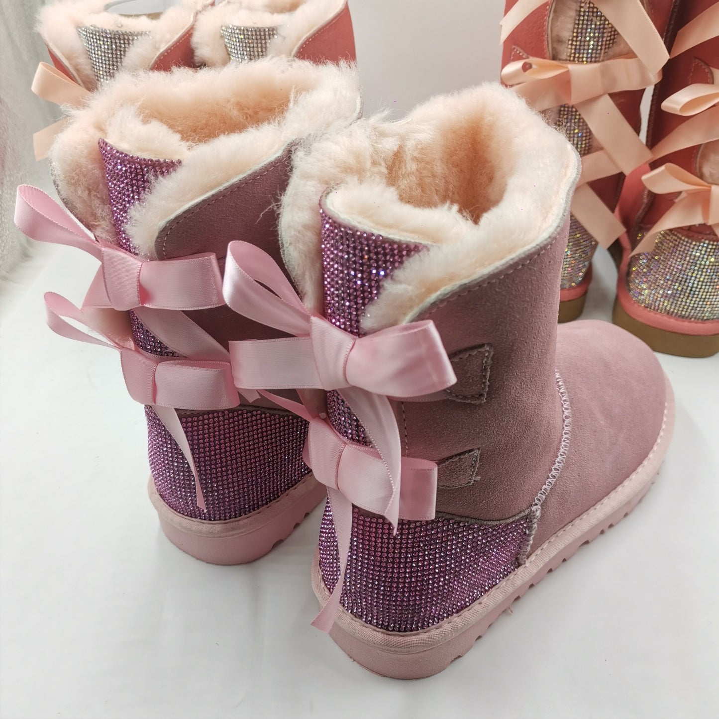 New Winter Big Head Snow Boots Thick Solid Color Bottom High Bucket Bread Shoes Women's Heightened Warm Cotton Boots