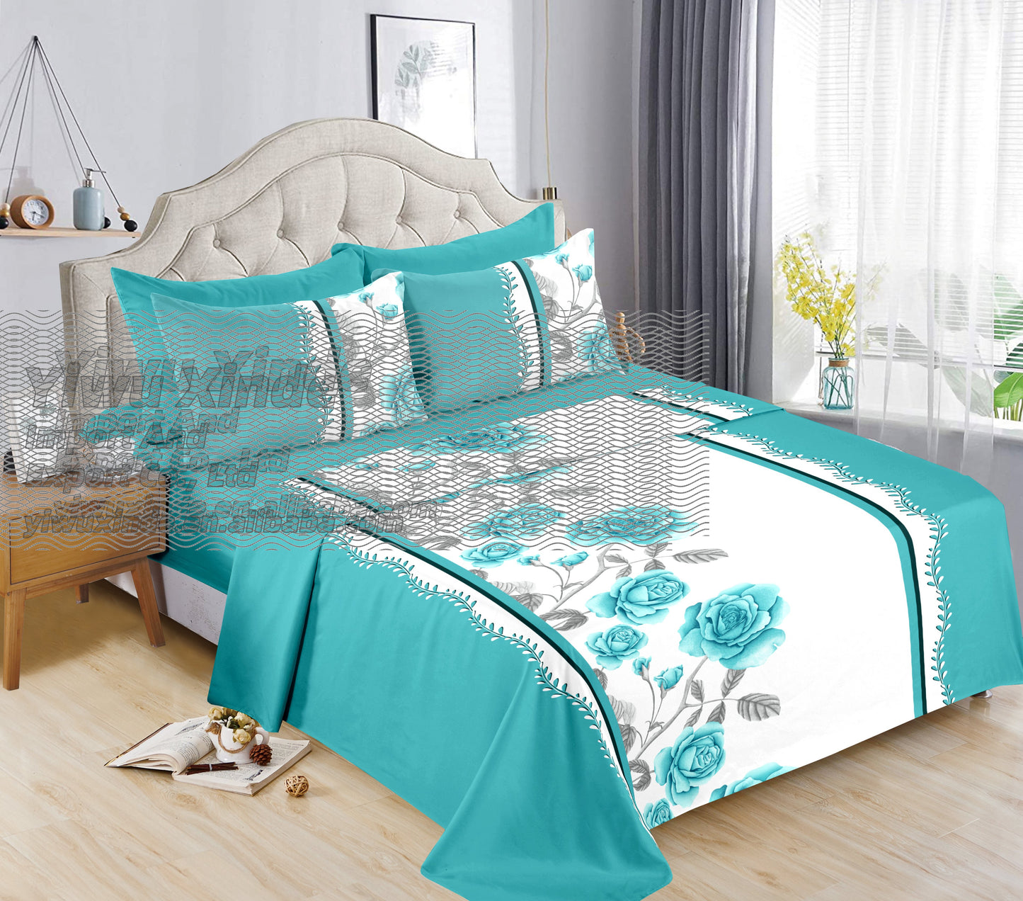 6pc Bedding Suit Wholesale In Stock Retail Printed Cotton Touch Fit Sheets King Bed Sheet With Pillowcase 6 Pcs