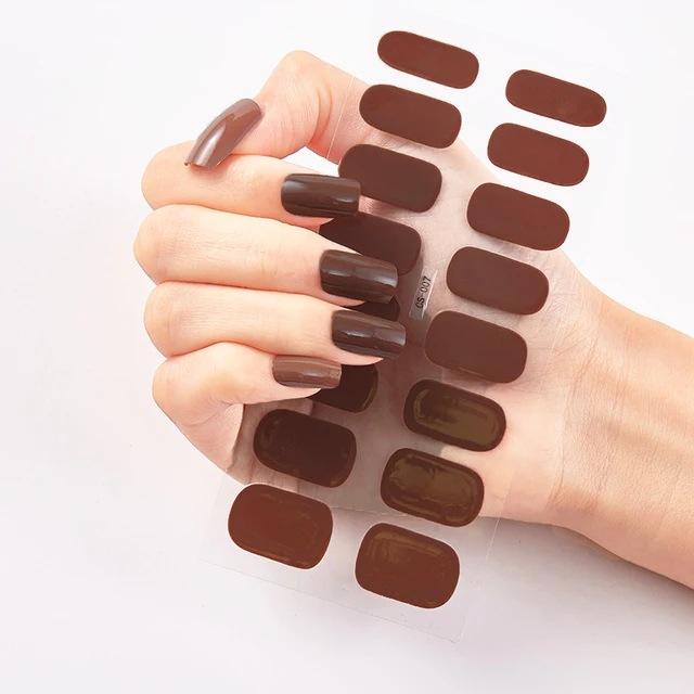 Waterproof Nail Gel Sticker Decal Semi-cured UV Lamp Gel Nail Sticker With UV Lamp, Durable