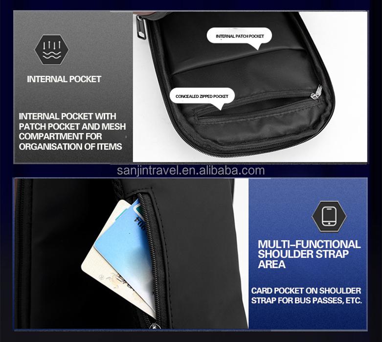 Fashion Anti-theft Men's Chest Bag Waterproof USB Charging Multi-function Shoulder Bag With Anti-theft Lock Universal PU Leather
