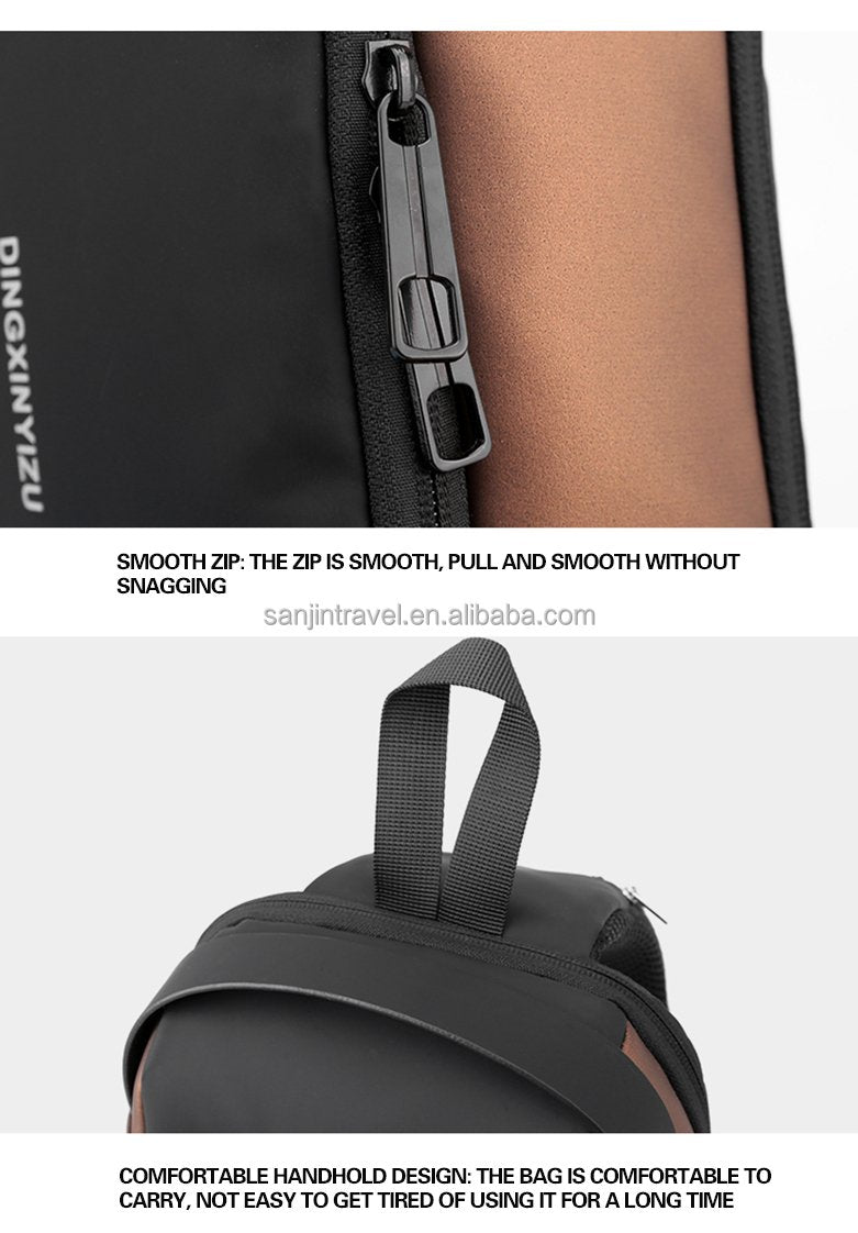 Fashion Anti-theft Men's Chest Bag Waterproof USB Charging Multi-function Shoulder Bag With Anti-theft Lock Universal PU Leather